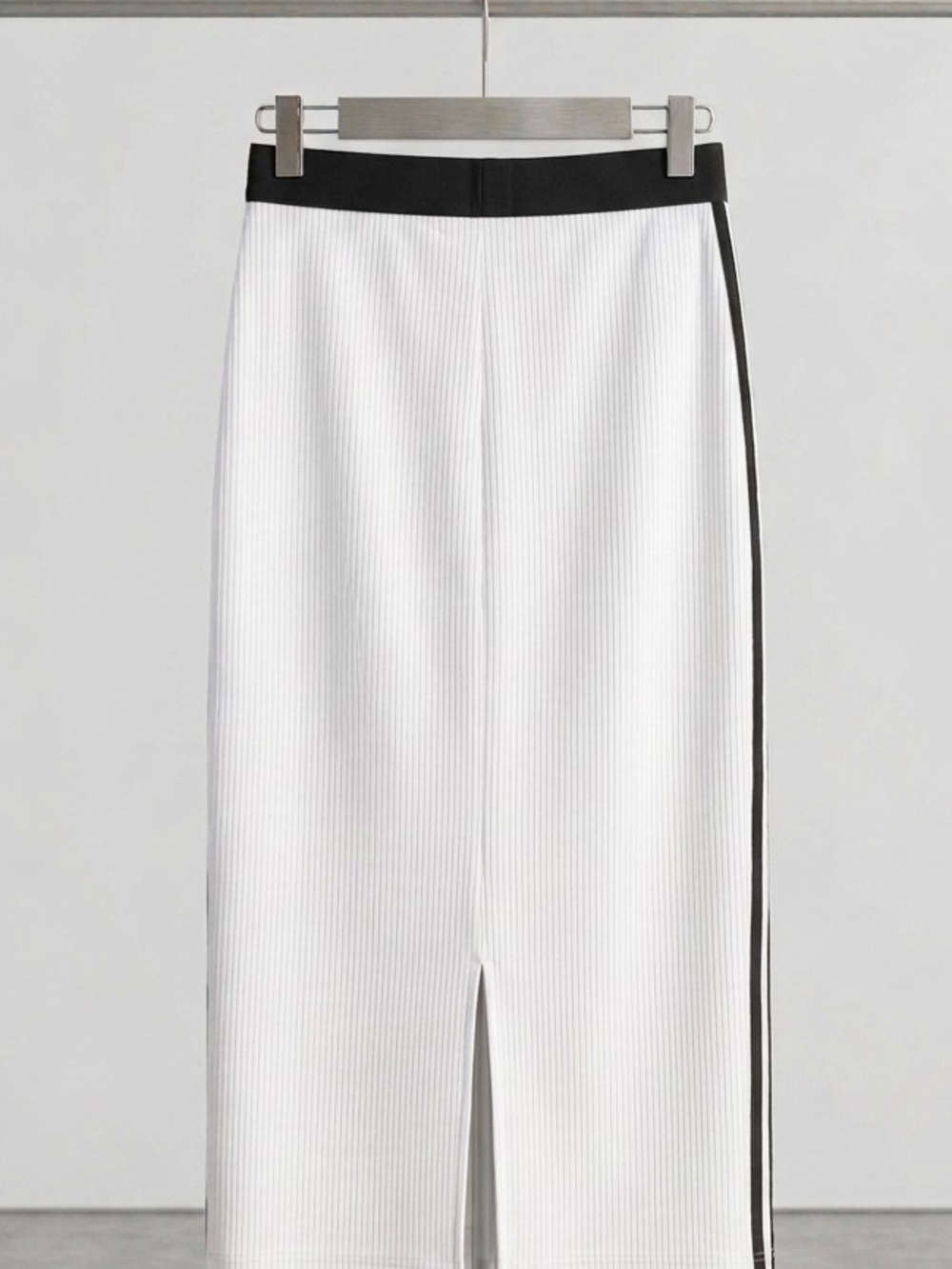 New Adidas White Midi Skirt with Black Waistband & Side Stripes - Picture 3 of 3